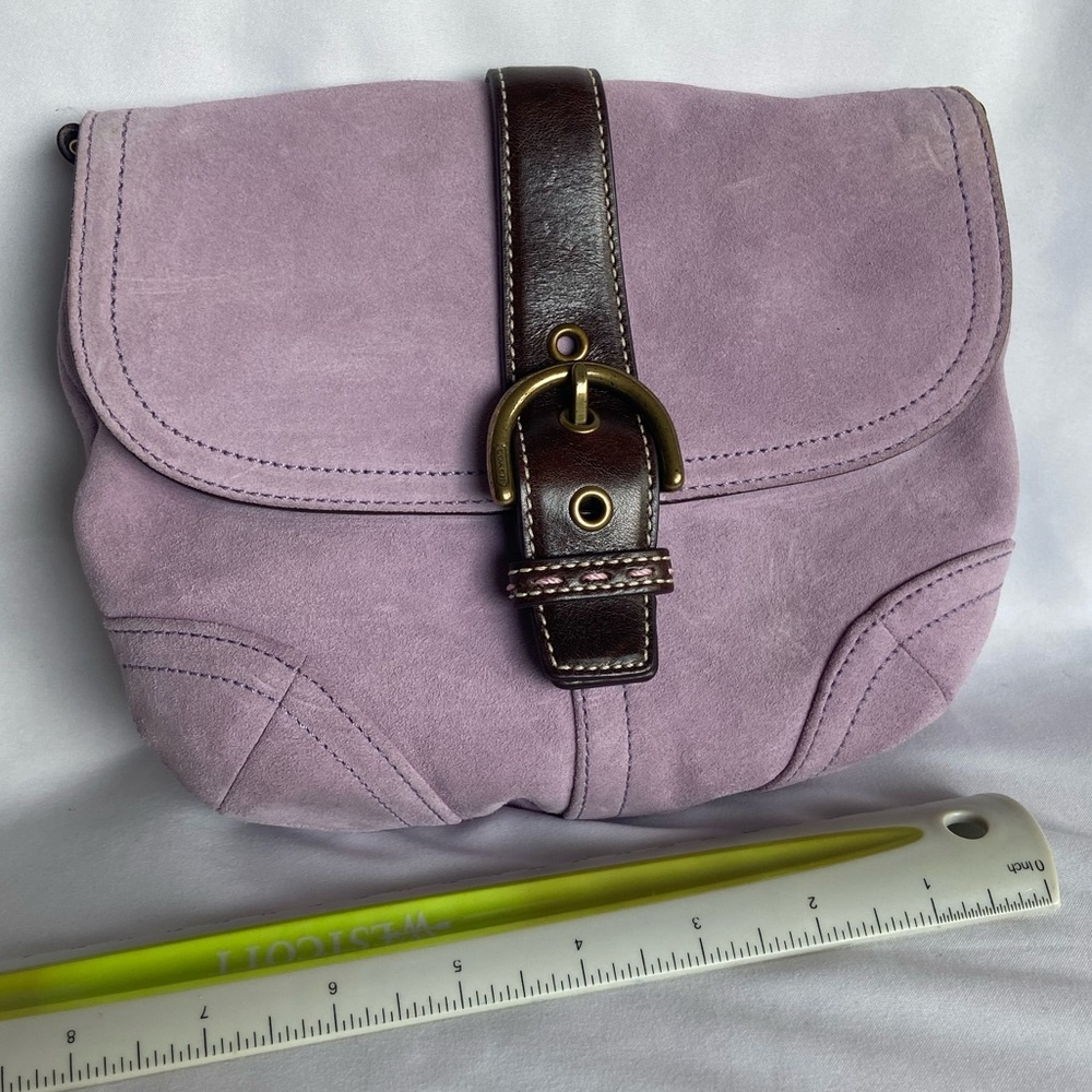 COACH lavender Suede Brown Purple Purse 4743 - Picture 2 of 13
